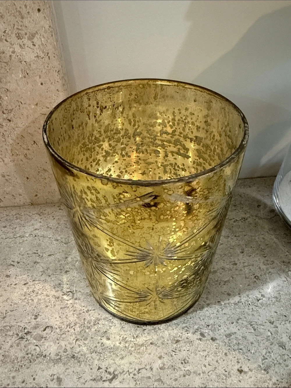 West Elm Elegant Gold Mercury Glass Candle Holder
